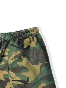 Manfinity EMRG Men Camo Print Flap Pocket Drawstring Waist Cargo Trousers - Multicolor - View 5