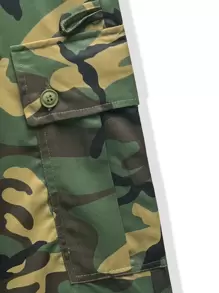 Manfinity EMRG Men Camo Print Flap Pocket Drawstring Waist Cargo Trousers - Multicolor - View 6