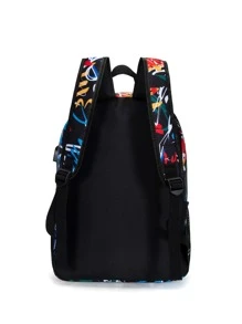 14 Inch Men Letter Patch Decor Charging Port Design School Bags School Bag Laptop Bag Book Bag Rucksack Shoulder Bag Sport Bag College Bag Senior Student College Student Junior Student Leisure Print Letter Print Graffiti Print Backpack Christmas Holiday Thanksgiving Gifts Chest Bag Hip Bag Valentine Day Holiday Essentials Camping Travel Bag Stickers Summer Back To School Valentines Gifts Laptop Case The Sporty Life Summer Bag Spring Break Vacation Bag Pack Backpacks Travel Must Haves Large Bag School Supplies School Backpack - Multicolor - View 3