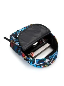 14 Inch Men Letter Patch Decor Charging Port Design School Bags School Bag Laptop Bag Book Bag Rucksack Shoulder Bag Sport Bag College Bag Senior Student College Student Junior Student Leisure Print Letter Print Graffiti Print Backpack Christmas Holiday Thanksgiving Gifts Chest Bag Hip Bag Valentine Day Holiday Essentials Camping Travel Bag Stickers Summer Back To School Valentines Gifts Laptop Case The Sporty Life Summer Bag Spring Break Vacation Bag Pack Backpacks Travel Must Haves Large Bag School Supplies School Backpack - Multicolor - View 4