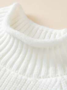 Baby Mock Neck Raglan Sleeve Jumper - White - View 4