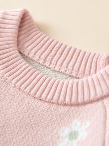 Bebé Jersey con patrón floral de manga raglán con pantalones tejidos - Rosa Pálido - Ver 4