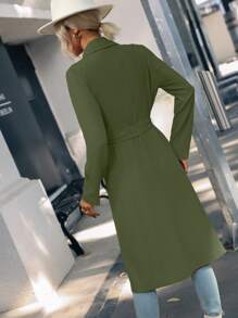Gabardina con parte delantera abierta con cinturón - Verde militar - Ver 2