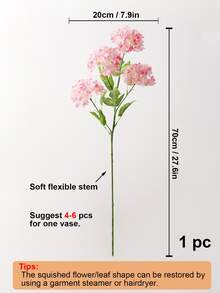 1 pieza Tallo de flor artificial con 4 piezas cabeza - Rosa - Ver 4