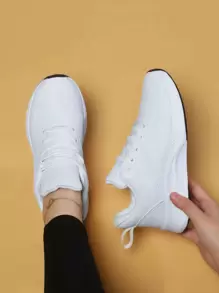 女性時尚皮面保暖輕便舒適運動鞋,適用於冬季