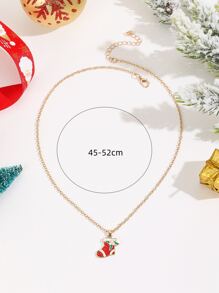 Christmas Stocking Pendant Necklace - Multicolor - View 3