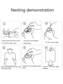 1pc Fluffy Hot Water Bag - Grey - View 5