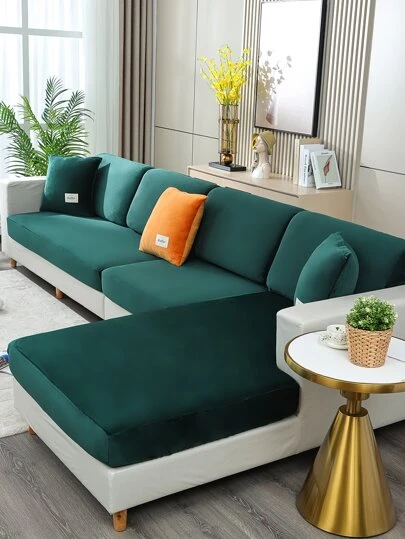 1 st Silver Fox Fur Elastisk soffa Sittkuddfodral, enfärgad modern stil husdjurshår & reptålig sofföverdrag, passar för L-formad kombisoffa och 1/2/3/4-sits soffa (säljs individuellt)