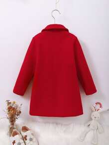 Toddler Girls Cartoon Embroidery 3D Ear Design Overcoat - Red - View 2