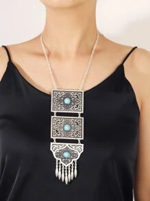 綠松石裝飾幾何吊墜項鍊 - 彩色 - 查看 3