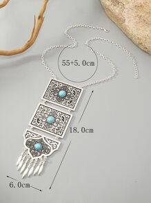 綠松石裝飾幾何吊墜項鍊 - 彩色 - 查看 4