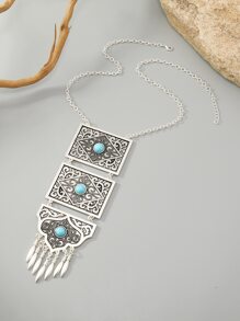 綠松石裝飾幾何吊墜項鍊 - 彩色 - 查看 5