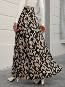 SHEIN Clasi Allover Print Split Thigh Skirt - Multicolor - View 2