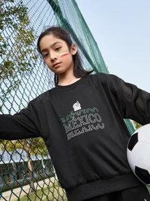 INAWLY Cậu bé Tween Đồ họa Chữ cái Thả vai Áo chui đầu - màu đen - Xem 8