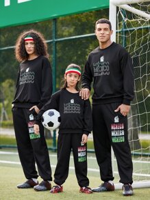 INAWLY Cậu bé Tween Đồ họa Chữ cái Thả vai Áo chui đầu - màu đen - Xem 9