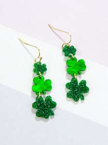 金屬亮絲亞克力幸運草禮品耳環