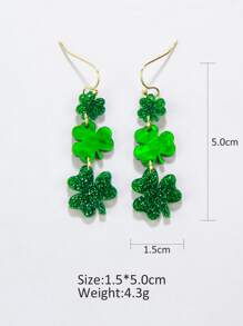 金屬亮絲亞克力幸運草禮品耳環