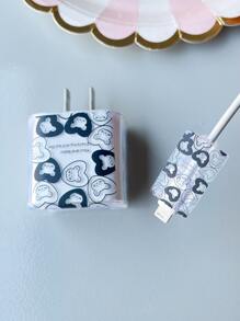 2 cái Đầu sạc in hình gấu và Nắp cáp - Nhiều màu - Xem 3