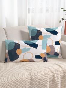 Bộ 1 Vỏ Gối In Hình Học, Không Ruột, Vỏ Gối Kiểu Dáng Hiện Đại Cho Ghế Sofa - Màu xanh bụi bặm - Xem 1