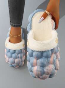 紐扣裝飾加絨內裏泡泡工作木屐 - 彩色 - 查看 1