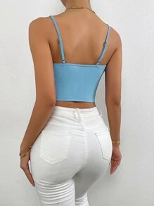SHEIN SXY 1入組素色緊身上衣吊帶短上衣 - 霧霾藍 - 查看 2
