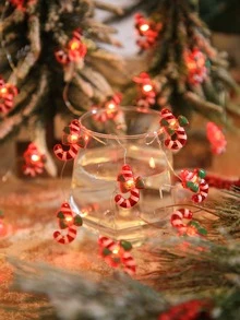 1pc Christmas Home Decoration Cane LED Copper Wire Light String, Christmas Tree Decoration, Indoor Room Bedroom Wall Decoration, Battery Powered, Holiday Party Decoration Candy Stick Light, Christmas Decoration Light String, Mini Cane Decor Light - Yellow - View 3