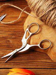 Stainless Steel Gilded Crane Scissors Retro Bird Scissors Yarn Scissors Cross Embroidery Thread Scissors - Silver - View 1