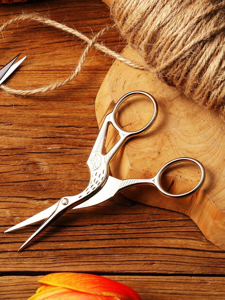 Stainless Steel Gilded Crane Scissors Retro Bird Scissors Yarn Scissors Cross Embroidery Thread Scissors - Silver - View 1