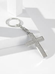 水鑽交叉吊墜鑰匙圈 - 銀色 - 查看 2
