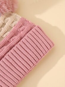 1pc Baby Plush Ball Decor Knit Hat - Multicolor - View 3