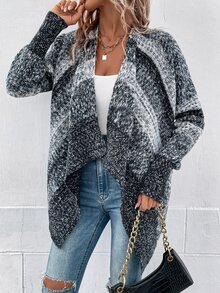 段染蝙蝠袖開襟衫