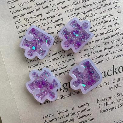 4 件拼图形状 DIY 硅胶模具