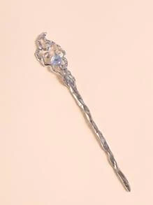 Kẹp tóc thiết kế dạng xoắn trang trí đính hạt trang nhã - Bạc - Xem 3