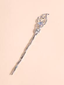 Kẹp tóc thiết kế dạng xoắn trang trí đính hạt trang nhã - Bạc - Xem 4