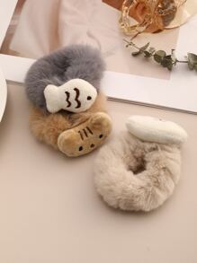 3pcs Cartoon Cat Decor Hair Tie Cute Cat Ears - Multicolor - View 2