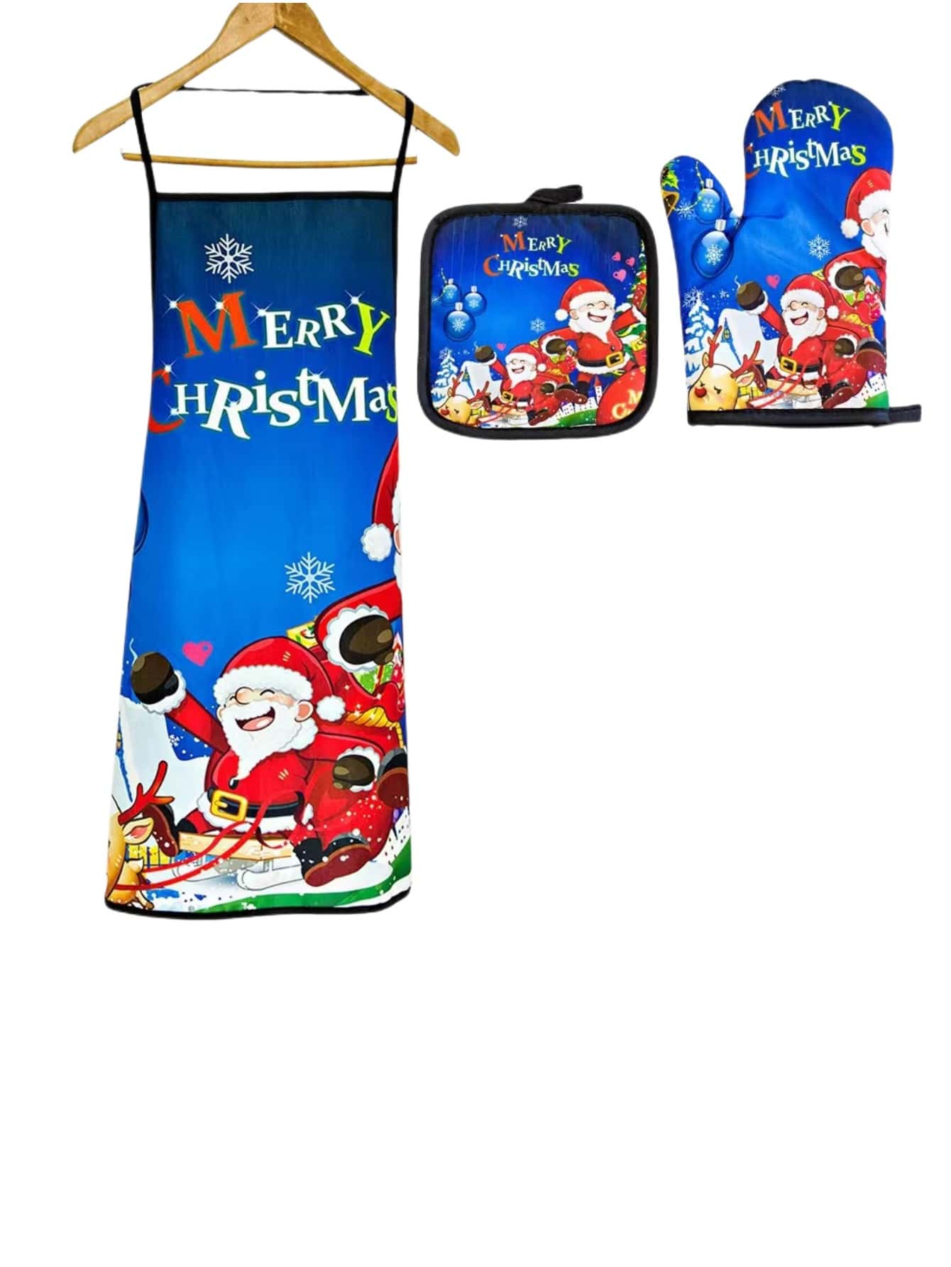 3pcs/set Gloves, Pot Holders, Apron - Multicolor - View 1