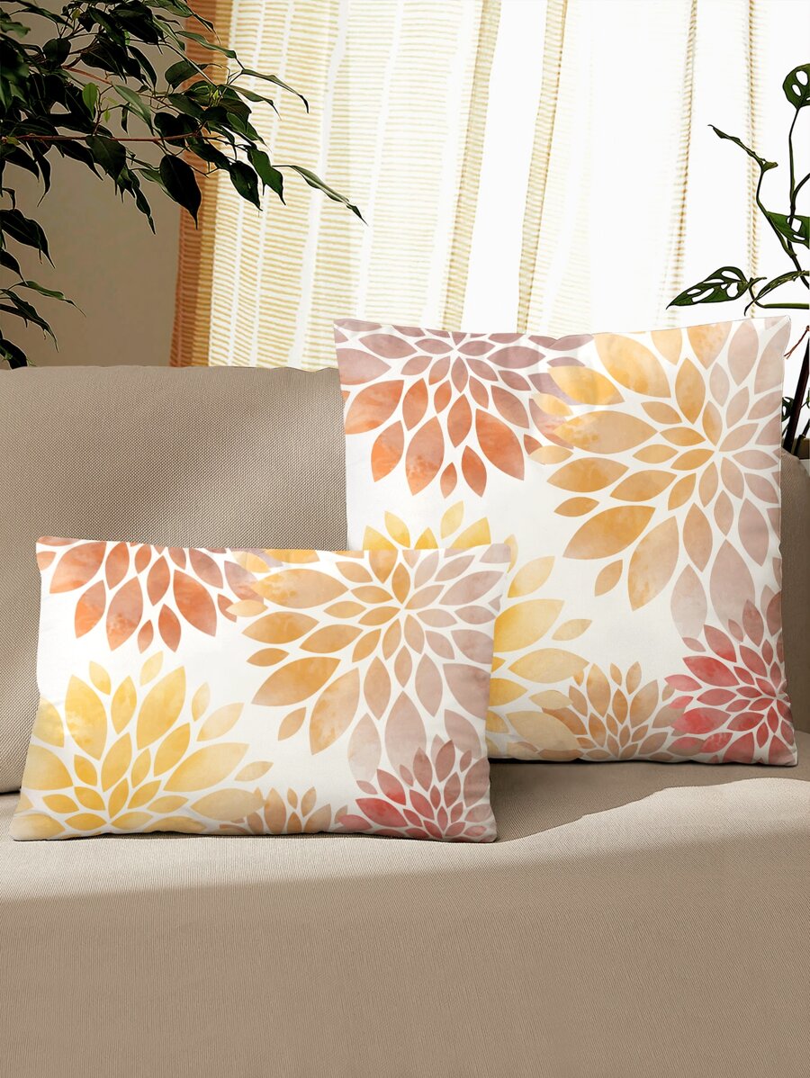 1pc Petal Print Cushion Cover Without Filler, Modern Throw Pillow Case, For Sofa, Living Room - Multicolor - View 1