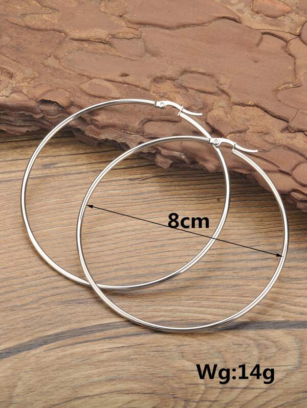 1pc Minimalist Hoop Earrings, Stainless Steel Jewelry SHEIN USA