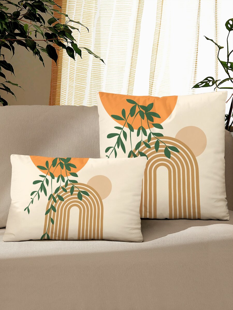 1入組樹葉印花靠墊套不附帶墊芯 - 彩色 - 查看 1
