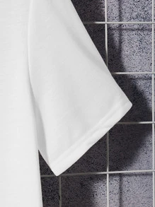 GENTILAND Hombres Camiseta con estampado de slogan y dibujos animados - Blanco - Ver 4