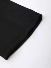 Manfinity Hypemode Men T-Shirts Baggy Crew Neck Drop Shoulder Short Sleeve Graphic Tee Street Summer Polyester - Black - View 5