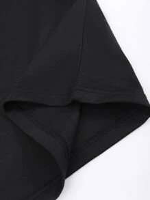 Manfinity Hypemode Men T-Shirts Baggy Crew Neck Drop Shoulder Short Sleeve Graphic Tee Street Summer Polyester - Black - View 3