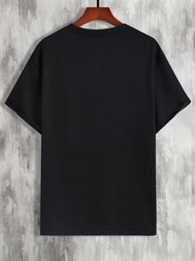 Manfinity Loose-Fit Men's Floral Printed Drop Shoulder T-Shirt - Black - View 2