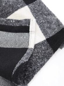 Manfinity Men Buffalo Plaid Print Drop Shoulder Drawstring Hooded Coat Without Tee - Black and White - View 4