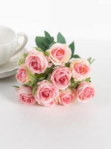 1/3PCS 仿真花玫瑰花束家居餐桌装饰摄影道具户外花园婚礼装饰新娘手捧花材料腕花派对装饰情人节礼物新年装饰 - 彩色 - 查看 3