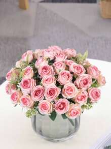 1/3PCS 仿真花玫瑰花束家居餐桌装饰摄影道具户外花园婚礼装饰新娘手捧花材料腕花派对装饰情人节礼物新年装饰 - 彩色 - 查看 5