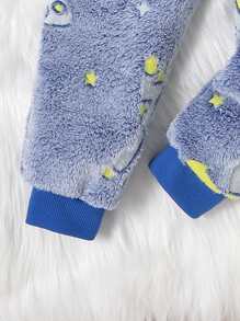 Boys Reflective Planet Print Flannel Top & Trousers PJ Set - Blue - View 5