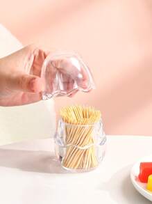 1pc Clear Egg Shaped Toothpick Holder - Clear - View 1
