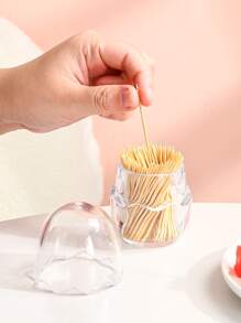 1pc Clear Egg Shaped Toothpick Holder - Clear - View 2
