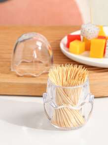 1pc Clear Egg Shaped Toothpick Holder - Clear - View 4
